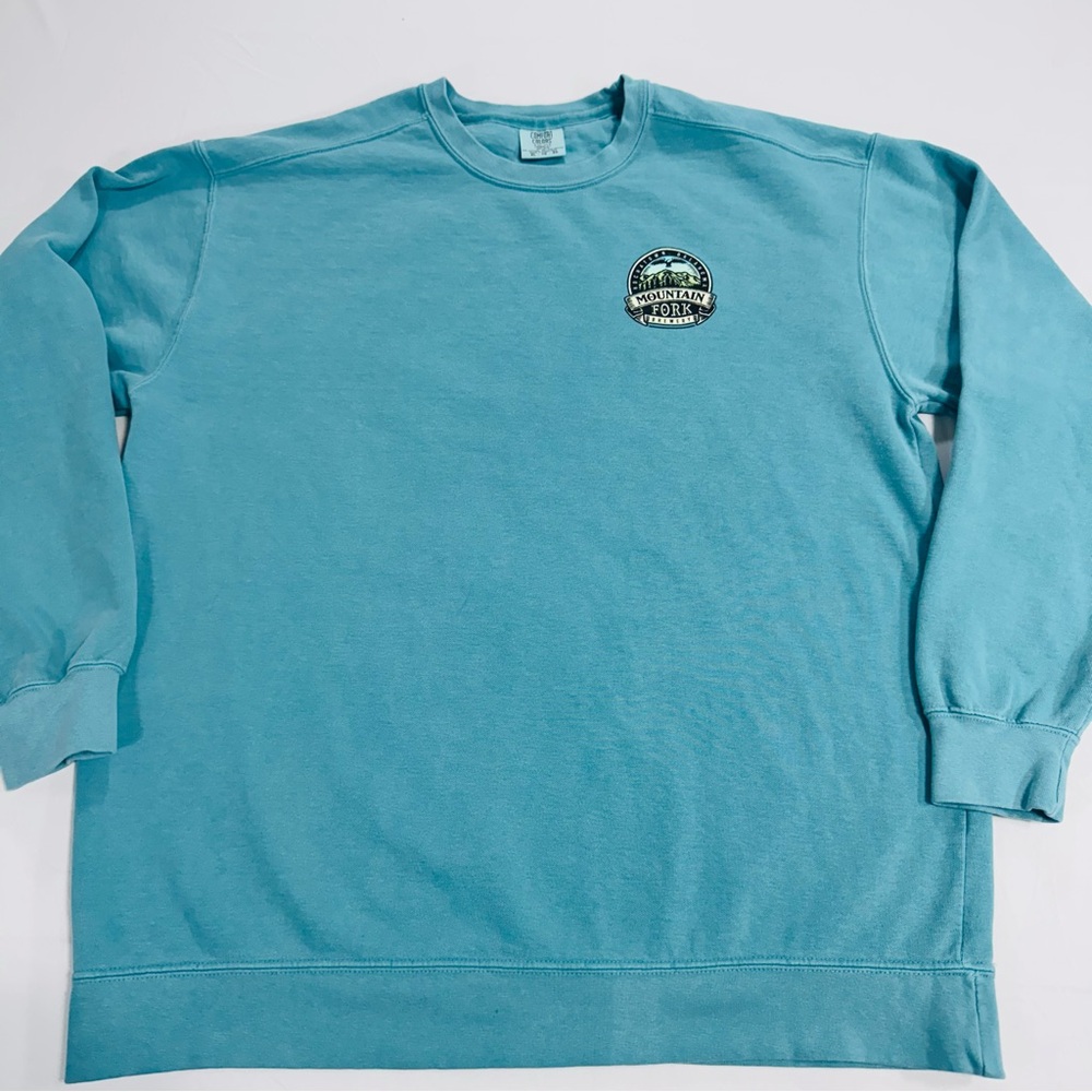 Comfort Colors Seafoam Green Crew Neck Sweatshirt, Xl, Mountain Fork Brewery